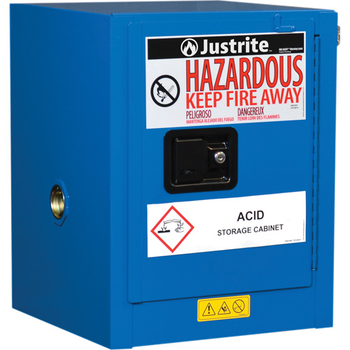 Justrite 860428 Countertop Hazardous material Steel Safety Cabinet Blue 4 gal Steel 