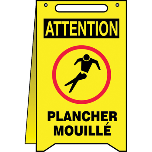 Accuform Signs FRMF111 "Plancher mouill&eacute;" Fold-Ups Sign, French with Pictogram