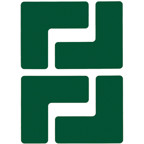 Brady 104431 Floor Corner Marks, L, 5" L x 2" W, Green, Polyester