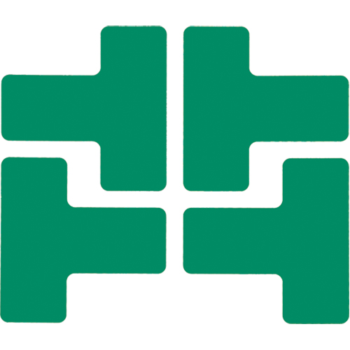 Brady 104437 Floor Corner Marks, T, 5" L x 2" W, Green, Polyester