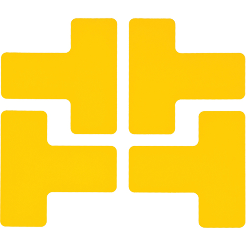 Brady 104439 Floor Corner Marks, T, 5" L x 2" W, Yellow, Polyester