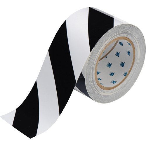 Brady 104349 ToughStripe&reg; Floor Marking Tape, 3" x 100', Polyester, Black and White
