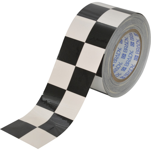 Brady 121914 Checkered ToughStripe&reg; Floor Marking Tape, 3" x 100', Polyester, Black and White