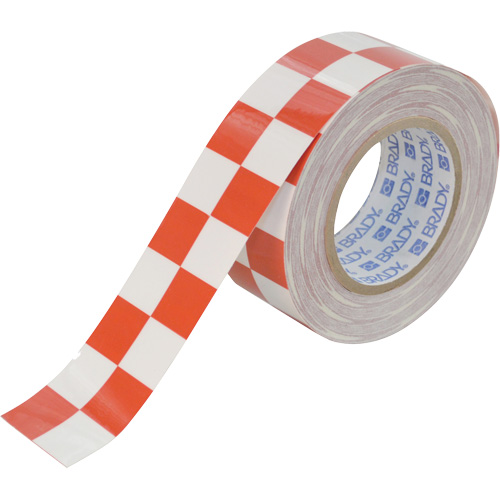 Brady 121916 Ruban de marquage &agrave; carreaux pour planchers ToughStripe, 2" x 100', Polyester, Rouge et blanc