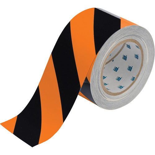 Brady 132434 ToughStripe&reg; Floor Marking Tape, 3" x 100', Polyester, Black and Orange