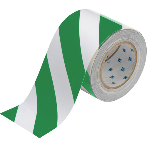 Brady 132438 Ruban de marquage pour planchers ToughStripe, 4" x 100', Polyester, Vert et blanc