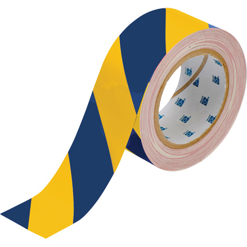 Brady 132439 ToughStripe&reg; Floor Marking Tape, 2" x 100', Polyester, Blue and Yellow