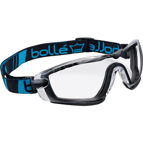 Bollé Safety COBFSPSI Cobra Safety Glasses with Strap and Foam, Clear Lens, Anti-Fog/Anti-Scratch, Meets/Exceeds CSA Z94.3