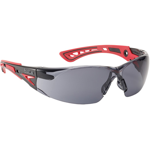 Bollé Safety RUSHPPSF Lunettes de s&eacute;curit&eacute; Rush+, Lentille Grise/fum&eacute;e, Antibu&eacute;e/Anti-&eacute;gratignures, R&eacute;pond ou surpasse la norme CSA Z94.3