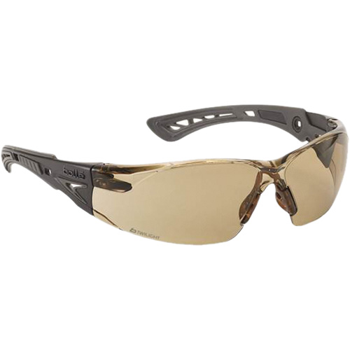 BOLLÉ Rush+ Safety Glasses, Brown Lens, AntiFog/AntiScratch Coating