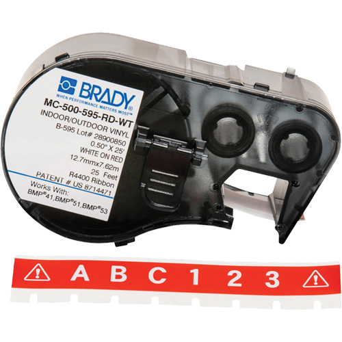 Brady M4C-500-595-RD-WT Label Maker Cartridge, White