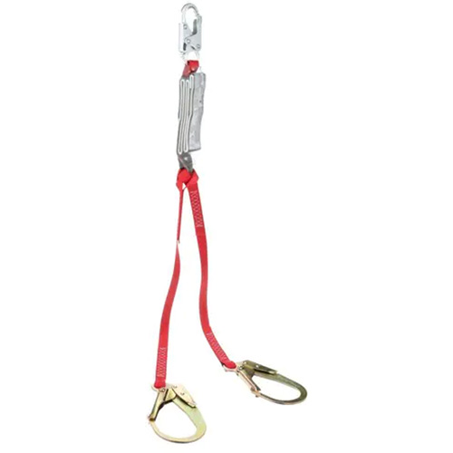 3M Protecta Fall Protection 1360182C PRO Shock-Absorbing Lanyard, 4', Rebar Hook Center, Snap Hook Leg Ends, Polyester