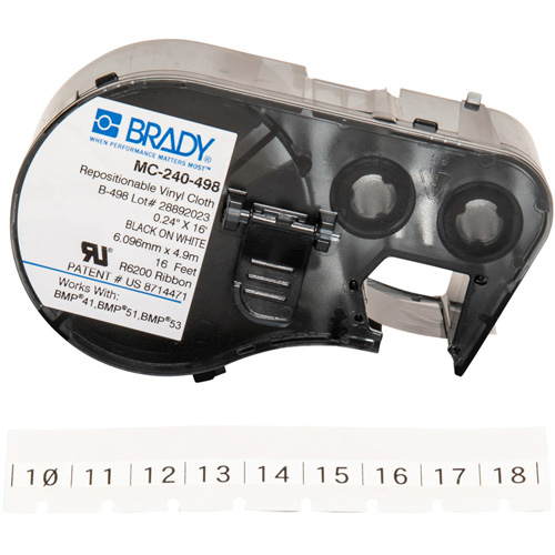 Brady M4C-240-498 Cloth Label Maker Cartridge, Black