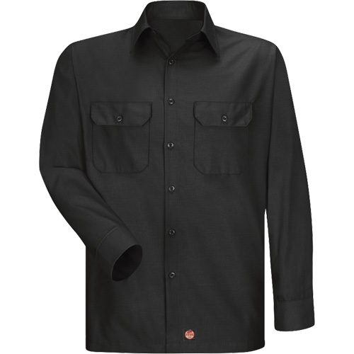 Red Kap SY50BK-RG-XL Long Sleeve Ripstop Shirt, Men's, X-Large, Black