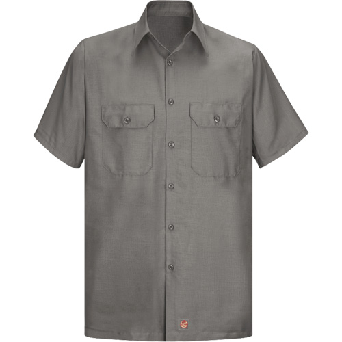 Red Kap SY60GY-SS-M Short Sleeve Ripstop Shirt, Men's, Medium, Grey