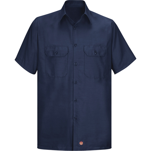 Red Kap SY60NV-SSL-L Short Sleeve Ripstop Shirt, Men's, Large (Tall), Navy Blue
