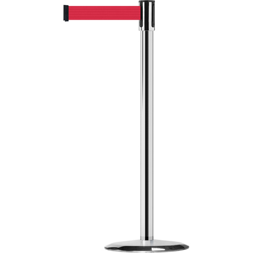 Tensator 890U1P1P1PSTDNOR5 Slimline TensaBarrier&reg; Barrier Post, Steel, 38" H, Red Tape, 7.5' Tape Length