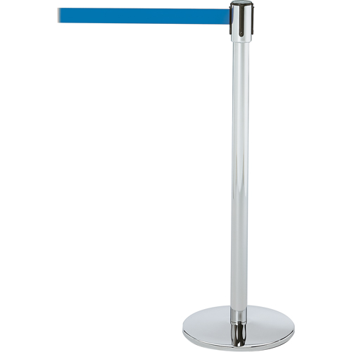 Tensator 890U1P1P1PSTDNOL5 Montant pour barri&egrave;re Slimline TensaBarrier, Acier, 38" h, Ruban Bleu, Longueur du ruban 7,5'