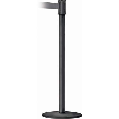 Tensator 890B333333STDNOB9 Slimline TensaBarrier&reg; Barrier Post, Steel, 38" H, Black Tape, 7.5' Tape Length