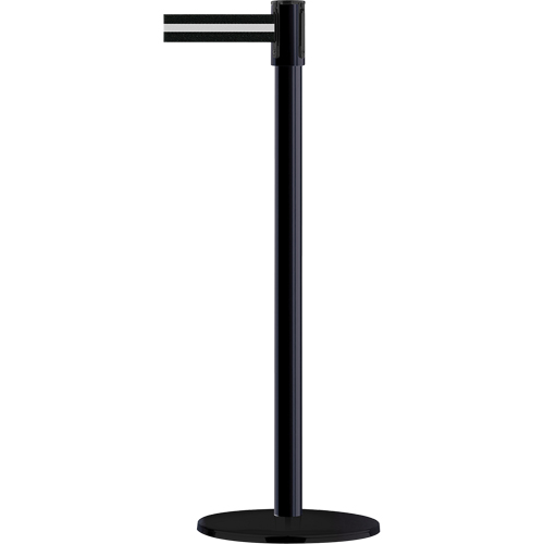 Tensator 890B333333STDNOS3 Montant pour barri&egrave;re Slimline TensaBarrier, Acier, 38" h, Ruban Noir/Blanc, Longueur du ruban 7,5'