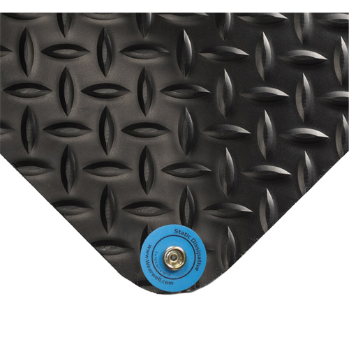 Wearwell 786.916X3X10DPBK Tapis conducteur d'&eacute;lectricit&eacute; no 786, 3' la x 10' lo x 9/16" &eacute;p, PVC, Losange, Noir