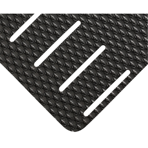 Wearwell 475.38X2X10SLTBK Kushion Walk Mats No.475, Slotted, 2' x 10' x 3/8", Black, PVC