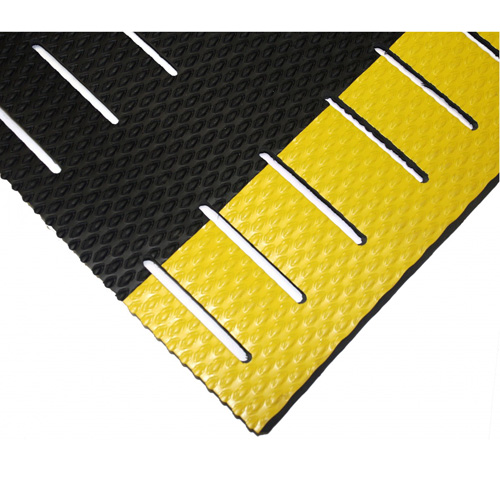 Wearwell 475.38X2X10SLTBYL Kushion Walk Mats No.475, Slotted, 2' x 10' x 3/8", Black/Yellow, PVC
