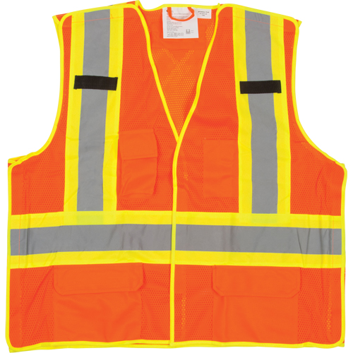 Work Zone Safety PV-OTT-XL 5-Point Tear-Away Premium Safety Vest , High Visibility Orange, Large/X-Large, Polyester