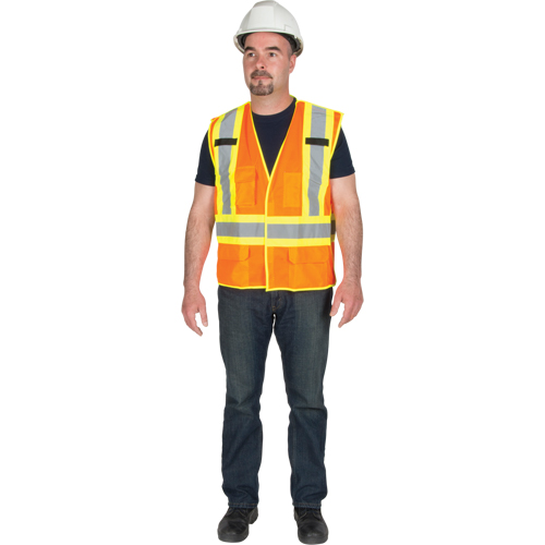 Work Zone Safety PV-OTT-XL 5-Point Tear-Away Premium Safety Vest , High Visibility Orange, Large/X-Large, Polyester