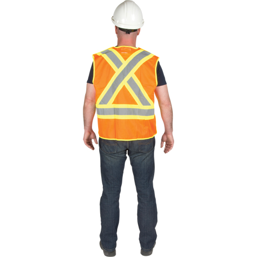 Work Zone Safety PV-OTT-XL 5-Point Tear-Away Premium Safety Vest , High Visibility Orange, Large/X-Large, Polyester