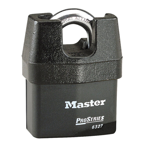 Master Lock 6327 ProSeries&reg; Shrouded Padlock, Black, Keyed Different, Laminated Steel, 2-5/8" Width