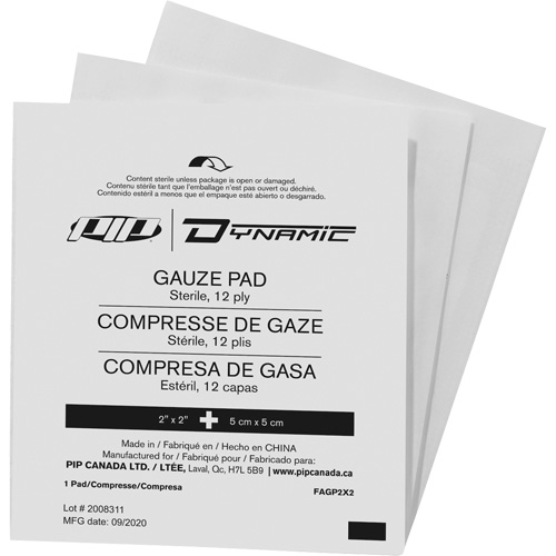 PIP Global Safety FAGP2X2B12 Dynamic Gauze, Pad, 2" L x 2" W, Sterile, Medical Device Class 1