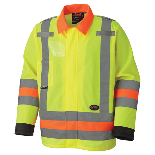Pioneer V1190160-L 6007 Breathable Traffic Control Safety Jackets, Polyester, High Visibility Lime-Yellow, Large