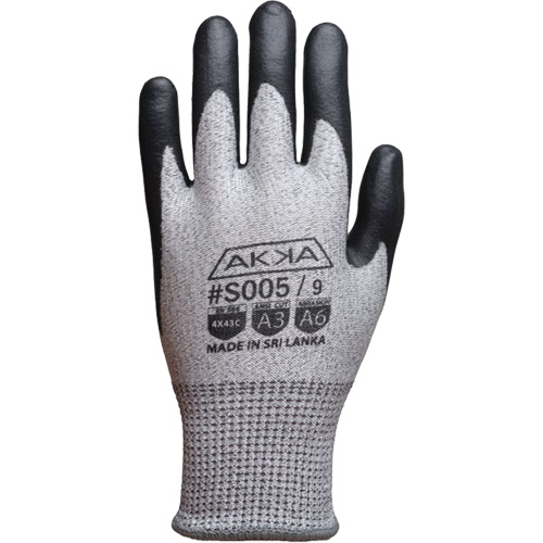 Akka S005/12 Gants r&eacute;sistant aux coupures, Taille 3T-Grand/12, Calibre 13, Rev&ecirc;tement Mousse de nitrile, Enveloppe en Dyneema, ASTM ANSI niveau A3/EN 388 niveau C