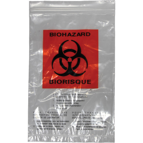 PIP Global Safety FABIOBAG Dynamic Hazardous Waste Bags, Bio-Hazard, 9" L x 6" W, 2.0 mils