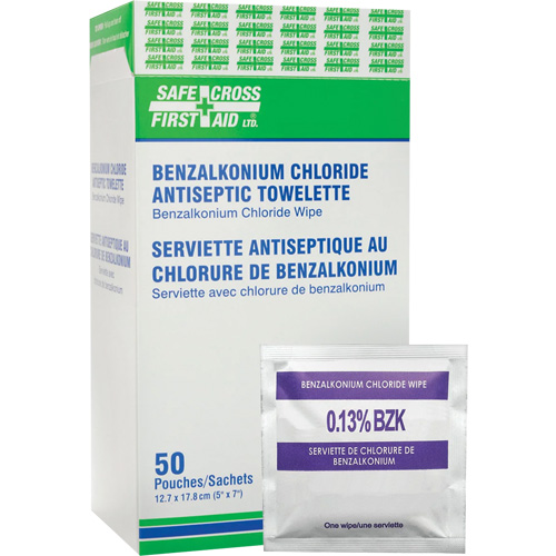 Safecross 6059 Benzalkonium Chloride Wipes, Towelette, Antiseptic