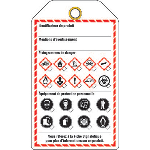 Incom Top Tape & Label GHS1318F &eacute;tiquettes pour le milieu de travail, Papier cartonn&eacute;, 3-3/8" la x 5-3/4" h, Français