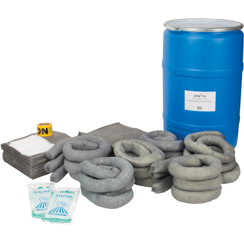 Zenith Safety Products SGD800 Premium Spill Kit, Universal, Drum, 55 US gal. Absorbancy