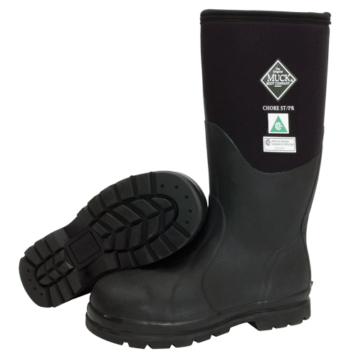 Muck CHF-CSAA-7 Chore Classic Fleece-Lined Work Boots, Rubber, Steel Toe, Size 7, Puncture Resistant Sole