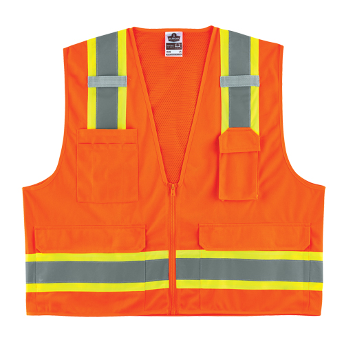 Ergodyne 24063 Veste d'arpenteur &agrave; 2 tons GloWear 8248Z, Orange haute visibilit&eacute;, Moyen/Petit, Polyester