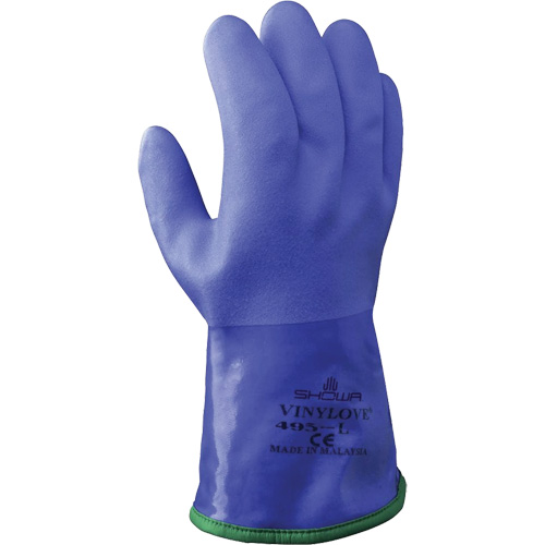 Showa 495-L.EU Atlas 495 Insulated Fully-Coated Glove, Size Large/9, 11.8" L, PVC, Acrylic/Cotton Inner Lining, Winter Weight