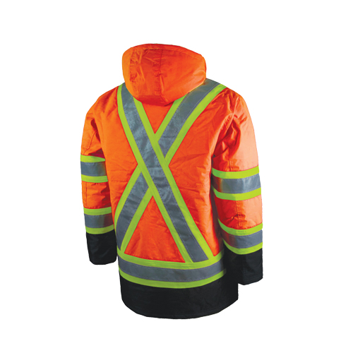 Tough Duck S17611-FLOR-L Lined Safety Parka, High Visibility Orange, Large