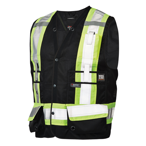 WORK KING SAFETY Surveyor Safety Vest, Black, Large, Polyester, CSA Z96