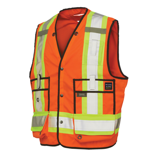 Tough Duck S31321-FLOR-2XL Veste de s&eacute;curit&eacute; pour arpenteur, Orange haute visibilit&eacute;, 2T-Grand, Polyester