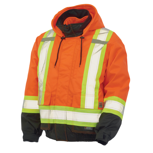 Tough Duck S41321-FLOR-3XL 3-in-1 Safety Bomber Jacket, Polyester/Polyurethane, High Visibility Orange, 3X-Large