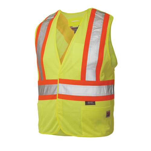 Tough Duck S9I011-FLGR-L 5-Point Tearaway Safety Vest, High Visibility Lime-Yellow, Large/X-Large, Polyester
