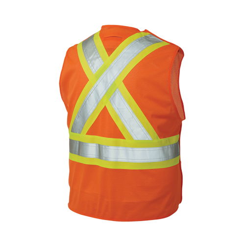 Tough Duck S9I011-FLOR-L Veste de s&eacute;curit&eacute; d&eacute;tachable en cinq points, Orange haute visibilit&eacute;, Grand/T-Grand, Polyester