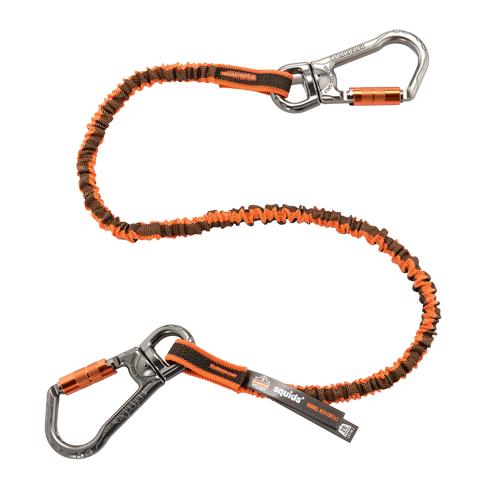 Ergodyne 19829 Squids&reg; 3119F(x) Double-Locking Tool Lanyard with Swivel, Bungee, Dual Carabiner