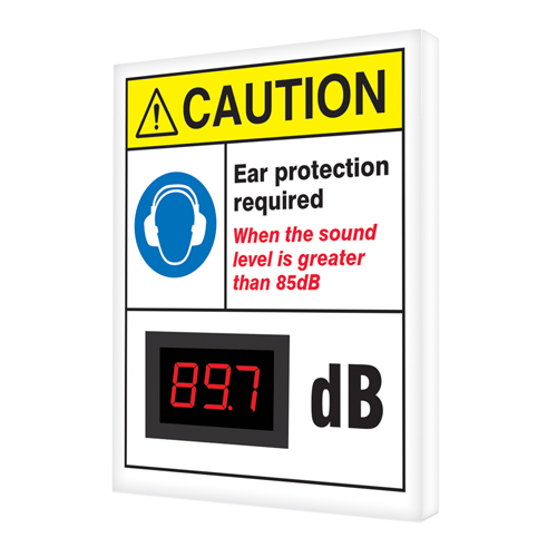 Accuform NMC SCS605 Decibel Meter Sign, 12" x 10", Aluminum, English with Pictogram