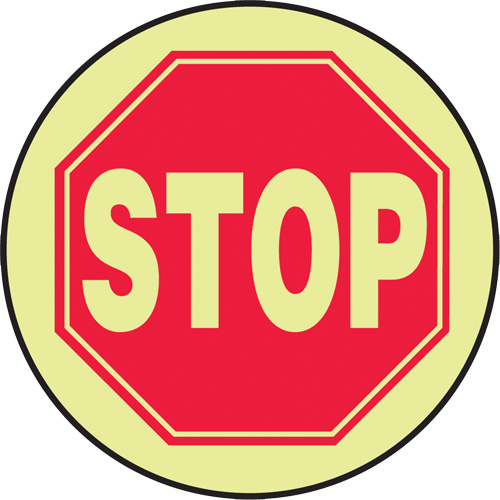Accuform Signs MFS765 "Stop" Lumi-Glow Floor Sign, Adhesive, English with Pictogram